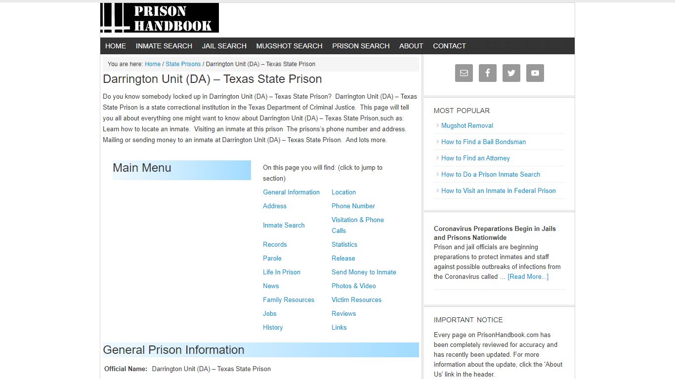 Darrington Unit (DA) – Texas State Prison